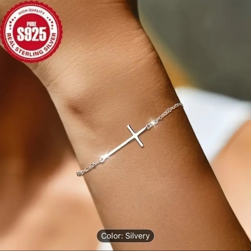 NWTSterling Silver Women's Bracelet | 925 Horizontal Cross Bracelet